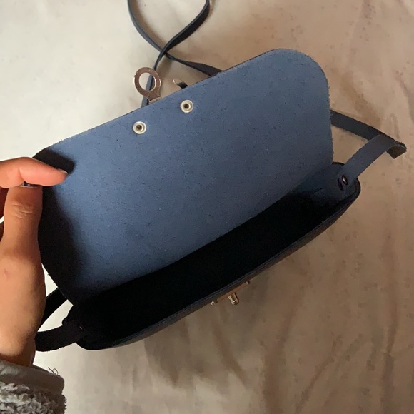 NWOT Small leather crossbody purse navy blue - Picture 3 of 3